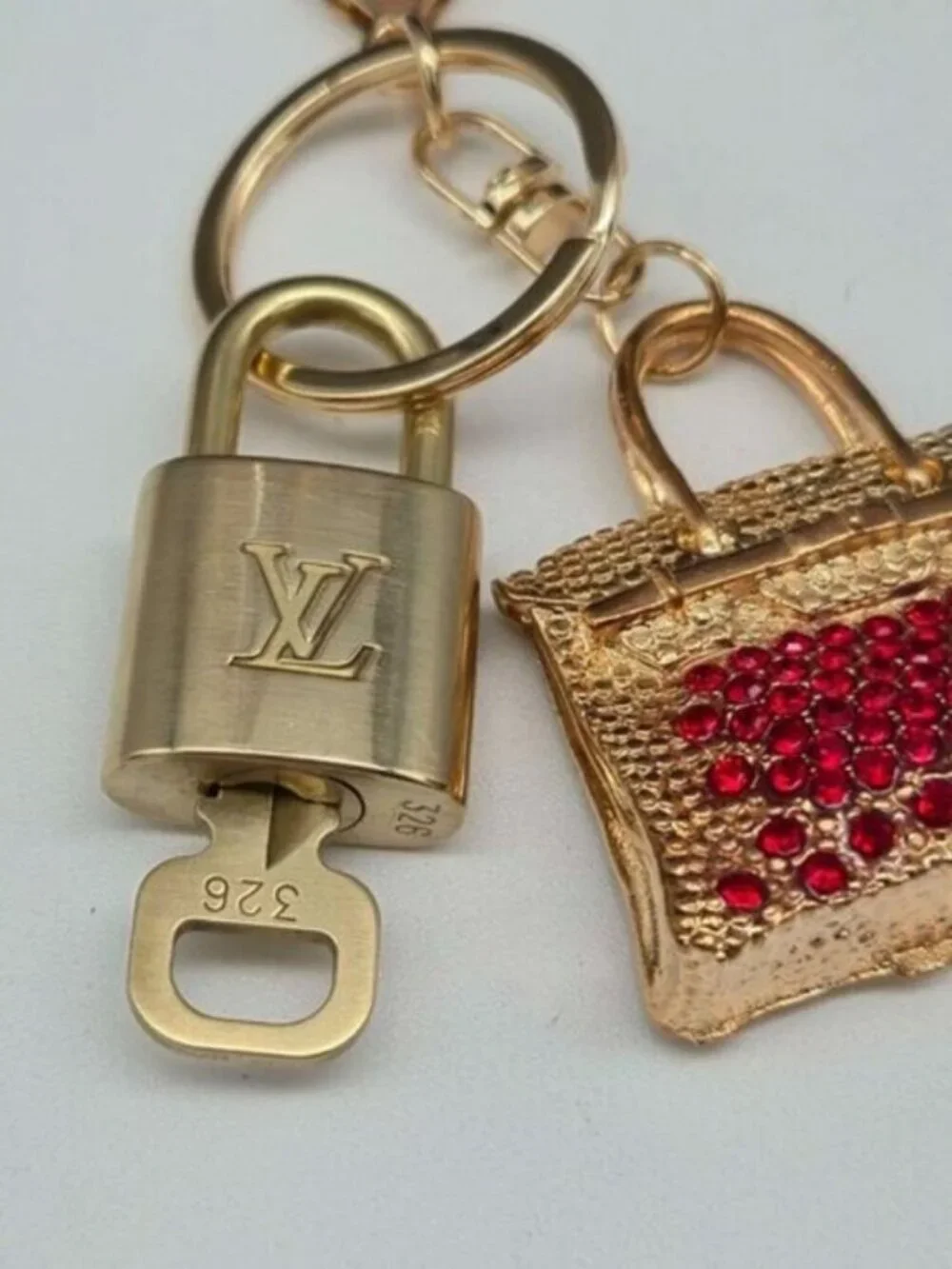 Authentic Louis Vuitton Gold Padlock & Key 🔒 LV Bag Charm Unbranded Keychain